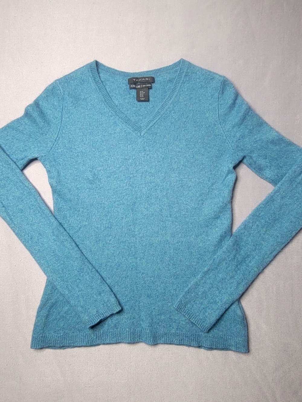 Tahari Turquoise V-Neck Sweater - Women's Long Sleeve Knit size m